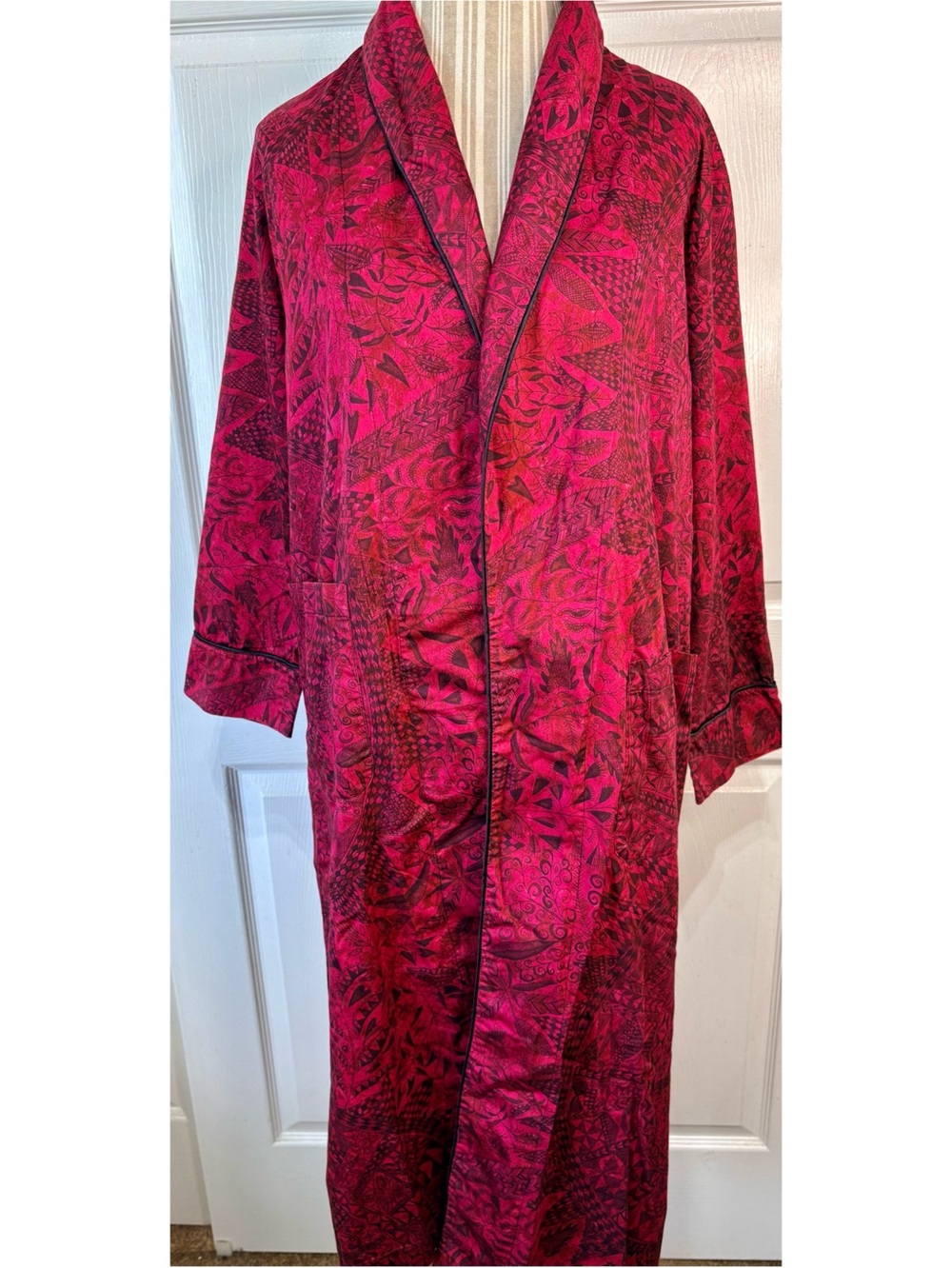 PERUVIAN CONNECTION Burgundy 100% Pima Cotton Robe Made In Peru Medium